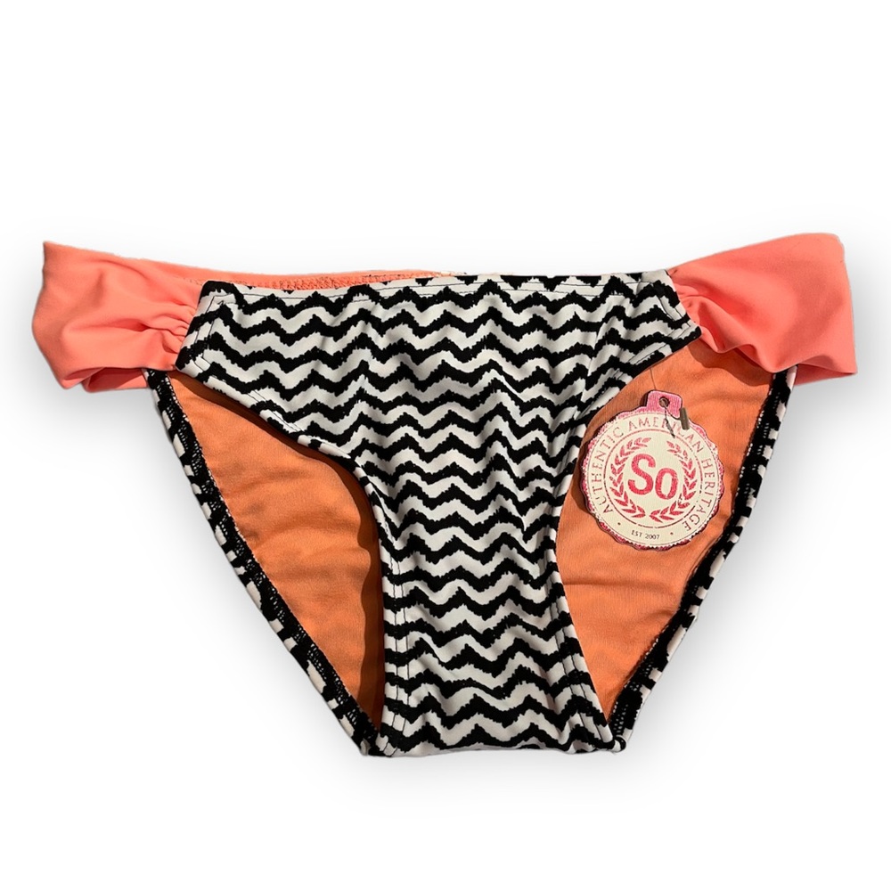 NWT SO Brand Ruched Chevron Swimsuit Bikini Bottom - Size Small